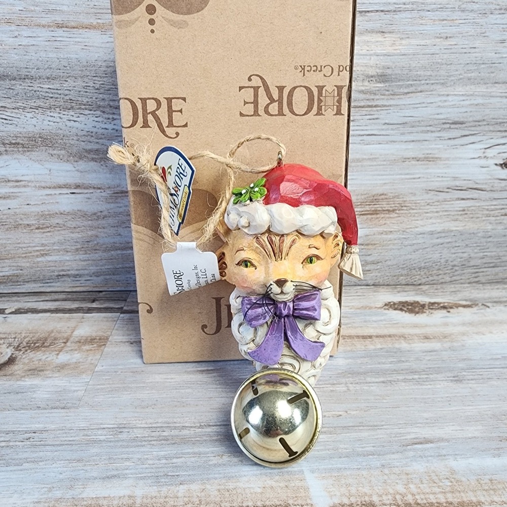 Jim Shore Heartwood Creek Cat Dangling Bell Ornament 4041126 Enesco Christmas